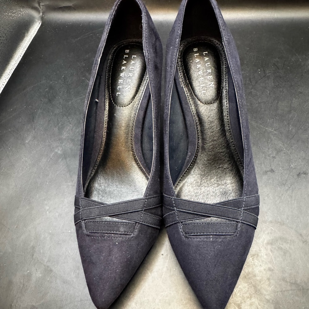 Lauren Blakwell Black Suede Pointy Toe Pump  Women’s  Size 5 M W/ Stiletto Heel